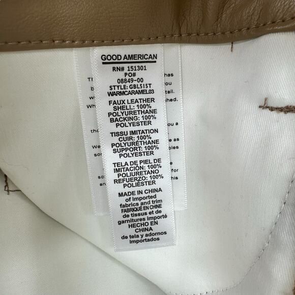 NWT Good American Women Better Than Leather Good Boy Pant Warm Caramel sz 2/26 - Picture 10 of 15
